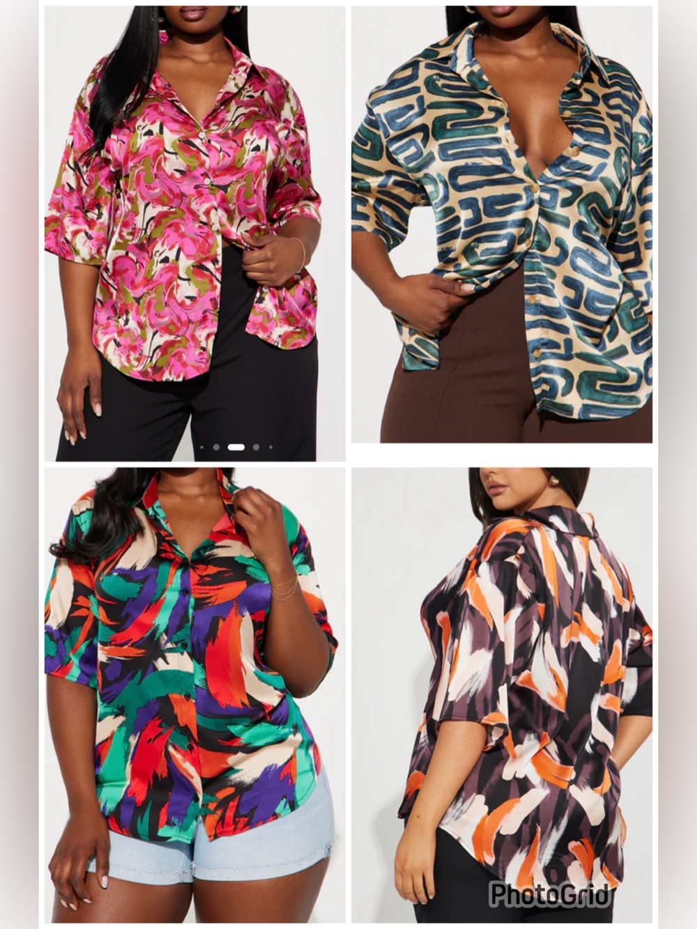 Fashion Nova Multicolor Abstract Print Blouse Collection Bundle Deal